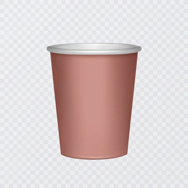 Taza de café de papel con etiquetas en blanco en la ilustración 3D sobre fondo transparente — Vector de stock