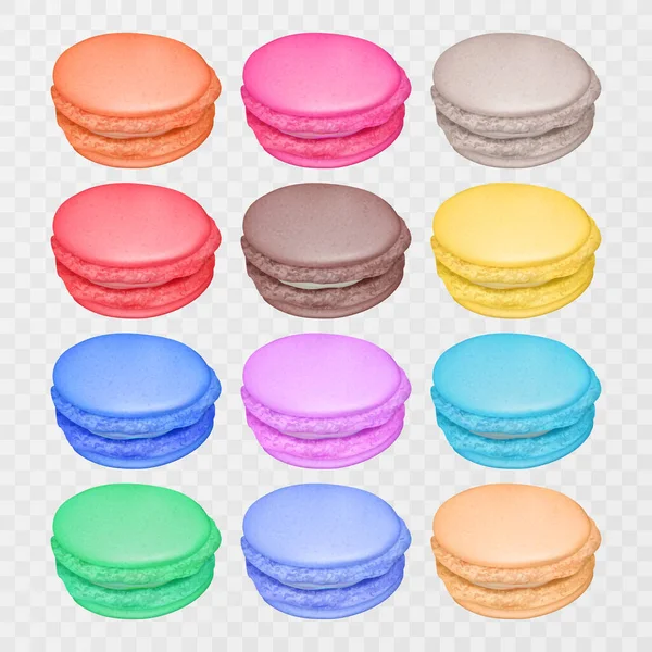 Vector Illustration Tasty Colorful French Macaron Realistic Macaron Light Background — Stock Vector