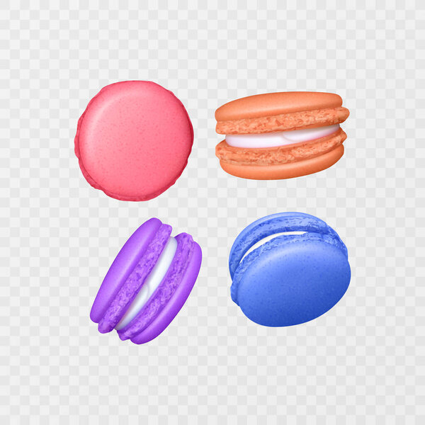 Vector illustration of Tasty colorful french macaron, realistic macaron on light background