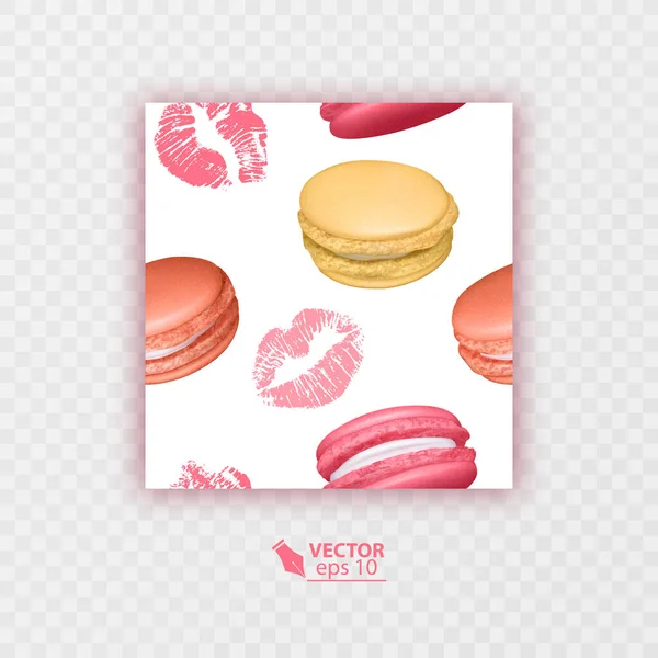 Motif Sans Couture Avec Biscuits Baiser Macarons Motif Sans Couture — Image vectorielle