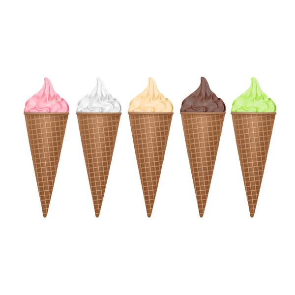 Eiscreme Isoliert Auf Weißem Hintergrund Leckere Süße Appetitliche Food Collection — Stockvektor