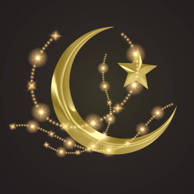Ramazan Kareem. Altın ay ve soyut lüks İslami elementler arka plan, vektör biçimi