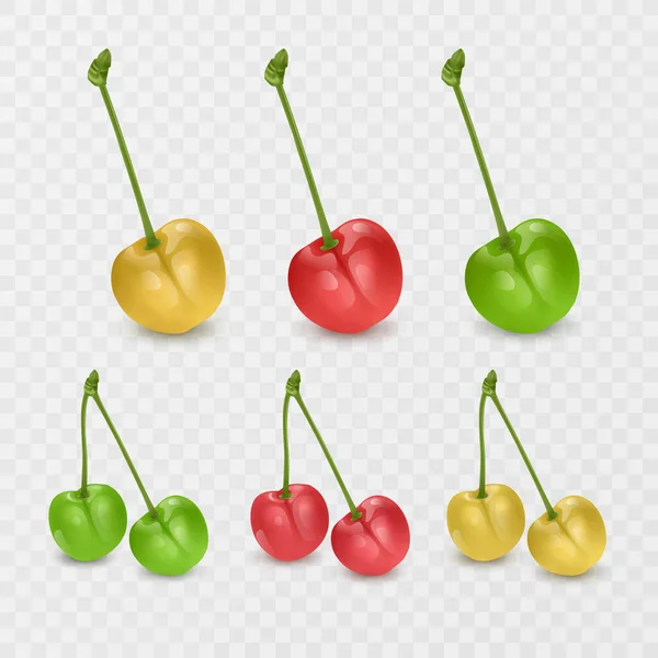 Kirschsüße Früchte Icons Gesetzt Realistisches Vektorformat — Stockvektor