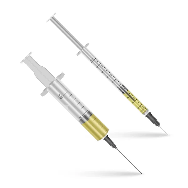 Realistic Medical Disposable Syringe Needle Plastic Syringe Needle — Stock Vector