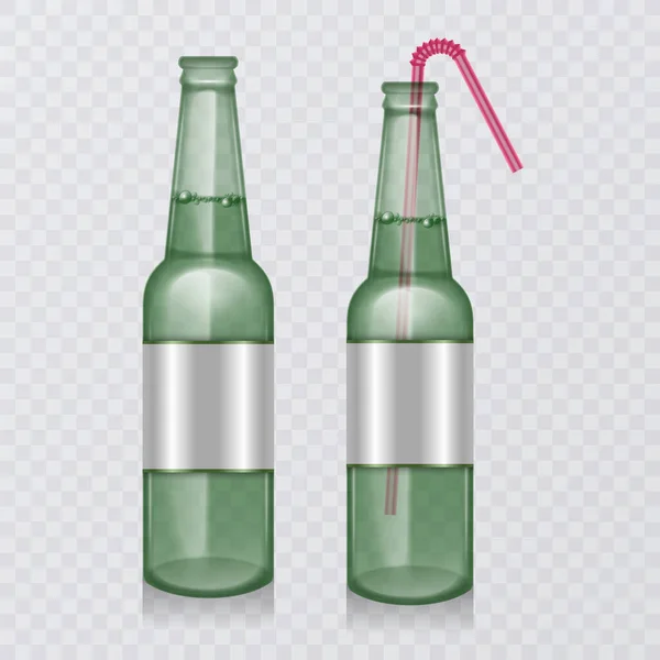 Beer Bottle Icon Beer Set Mock Realistic Style Vector Illustration — 스톡 벡터