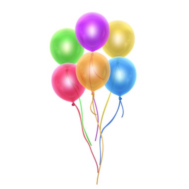 Colored and transparent balloons on transparent background. Vector illustration