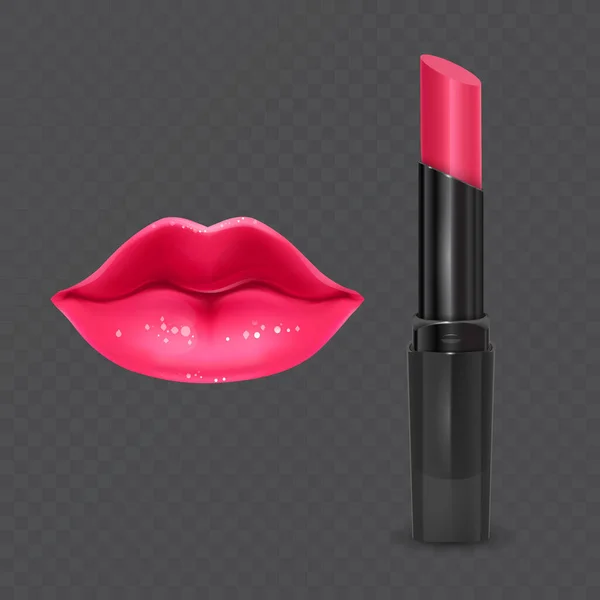 Conjunto Lápices Labiales Color Lápiz Labial Rojo Conjunto Lápiz Labial — Vector de stock