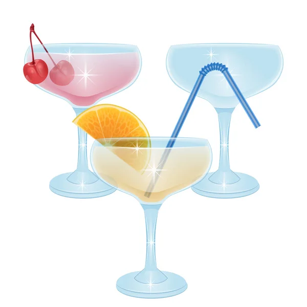 Drink Alcohol Cocktail Glass Cocktail Realistic Style — ストックベクタ
