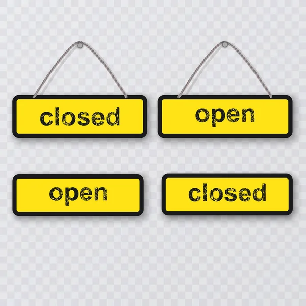 Open Closed Signs White Background Vector Illustration — Stok Vektör