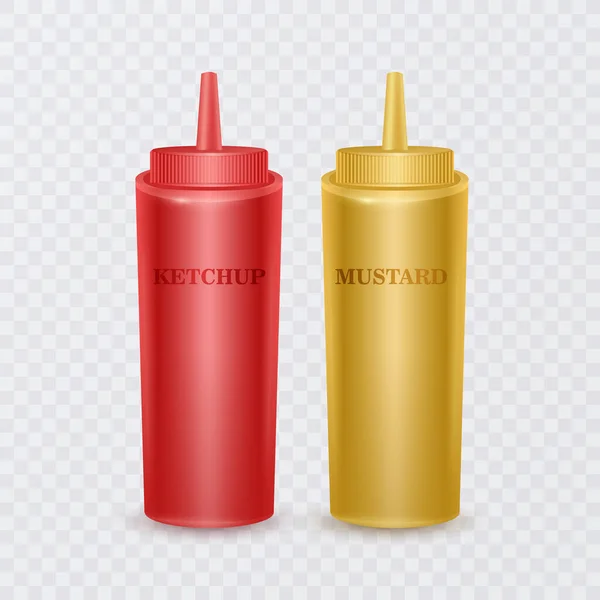 Ketchup Mustard Realistic Style Vector Format — Stockvector