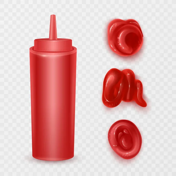 Ketchup Stains Tomato Sauce Red Spots Smears Drops Paste Catsup — Stockvektor