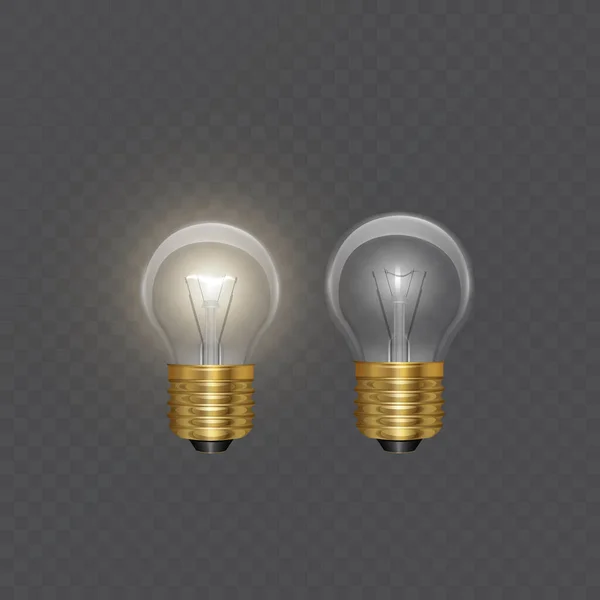 Transparent Realistic Light Bulb Isolated Transparent Background Vector Illustration — Vector de stock