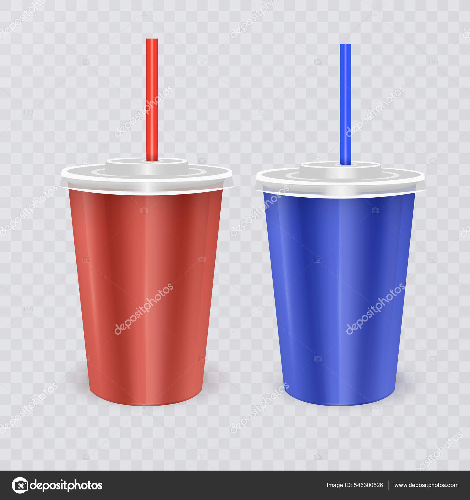 Plastic Cups With Lids and Straws 