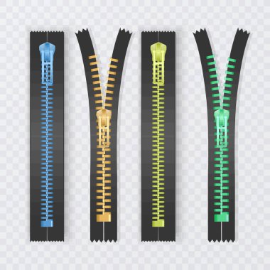 Açılıp kapanan fermuar ve parçaları - çok renkli metal kumaş bağlayıcı