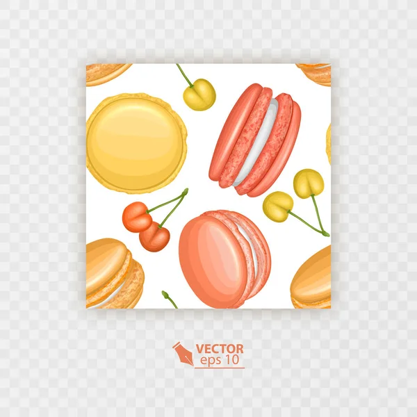 Macaron Baies Sans Couture Motif Coloré Avec Des Macarons — Image vectorielle