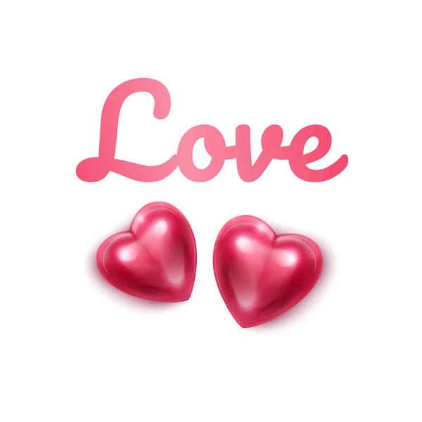 Różowy Kolorowe Serca Realistyczna Dekoracja Obiektu Romantyczny Symbol Miłości Serce — Wektor stockowy