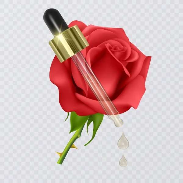 Cuidado Piel Producto Belleza Con Flores Rosas Rosas Ilustración Vectorial — Vector de stock