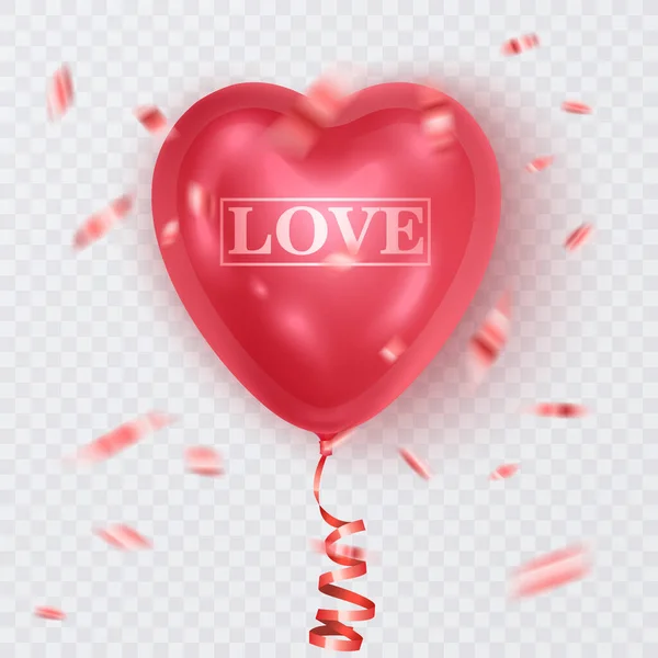 Walentynki Abstrakcyjne Tło Czerwonym Balonem Kształt Serca Lutego Kochanie Romantyczna — Wektor stockowy