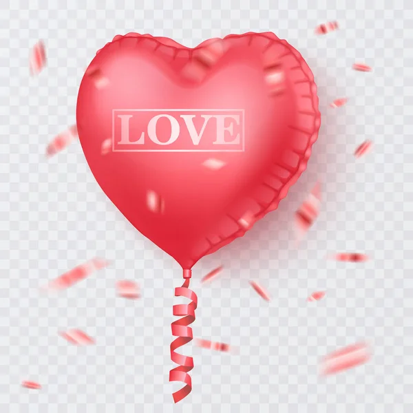 Fond Abstrait Saint Valentin Avec Ballon Rouge Forme Coeur Février — Image vectorielle