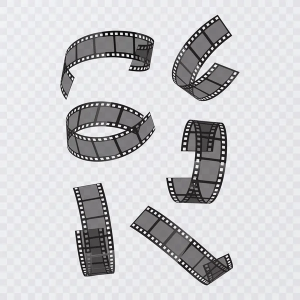 Set Filmstrip Geïsoleerd Transparante Achtergrond Oude Filmstrip Met Illustratie Vectorformaat — Stockvector