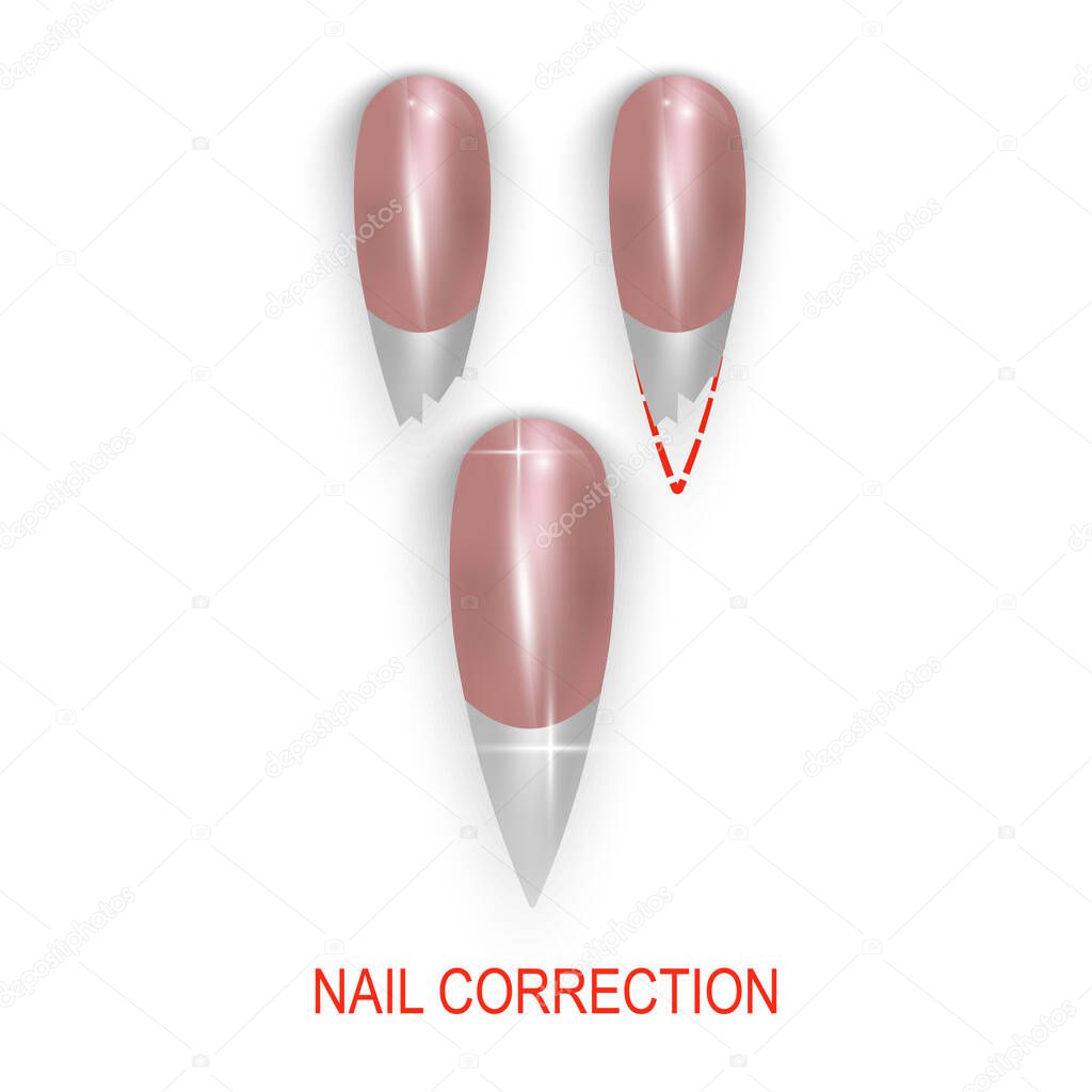 Restoration of a broken nail, nail salon, vector format