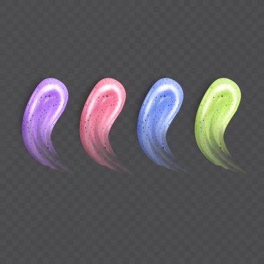 Kozmetik krem ve ovalama kremi, küçük parçacıklar ve taneciklerle ovalama, kozmetik yüz maskesi veya şeffaf arkaplanda izole edilmiş serum dokusu lekesi.