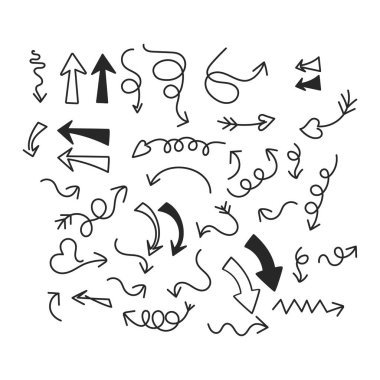 Okları çiz. Kara ok yön çizgisi sembollerini karala. Karalama yolu işaretçileri