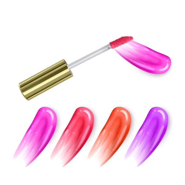 Huile Frottis Acrylique Fluide Maquillage Rouge Lèvres Swatch Format Vectoriel — Image vectorielle
