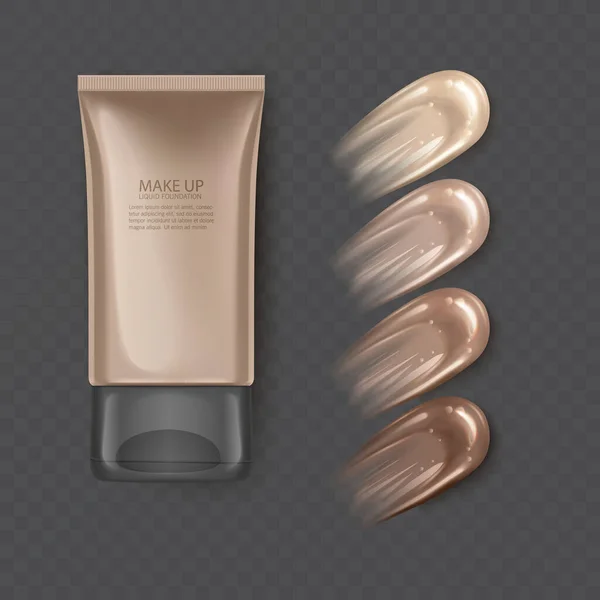 Foundation Cream Kosmetisk Concealer Realistisk Brun Grädde Struktur För Makeup Royaltyfria illustrationer