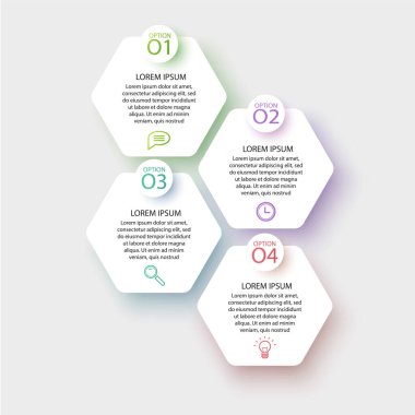 İş Bilgileri Şablonu. 4 seçenekli ya da adımlı tasarım, vektör illüstrasyonunun şablon tasarımı