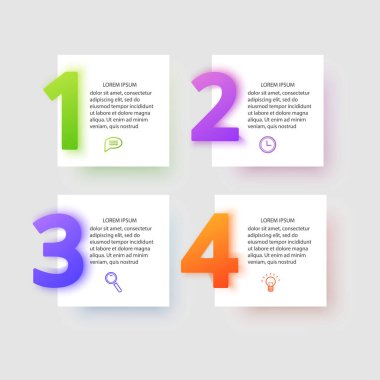 İş Bilgileri Şablonu. 4 seçenekli ya da adımlı tasarım, vektör illüstrasyonunun şablon tasarımı
