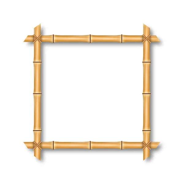 Bambu Ram Med Bruna Pinnar Och Rep Fyrkantig Form Bambu — Stock vektor