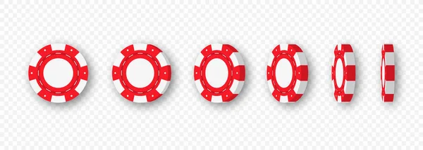Gambling Casino Chips Casino Token Animation Spinning Poker Chips Coins — Stock Vector