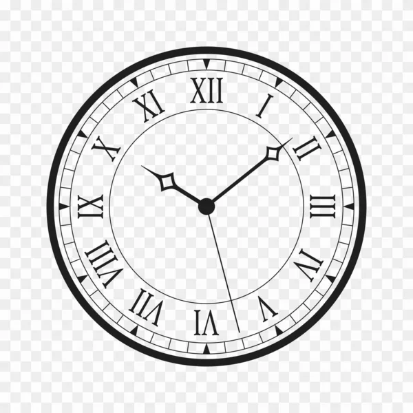 Reloj vintage con numeros romanos aislados sobre fondo blanco. Reloj antiguo negro con flechas y esfera de reloj romano Vector de stock por Yevgenij D 316679882