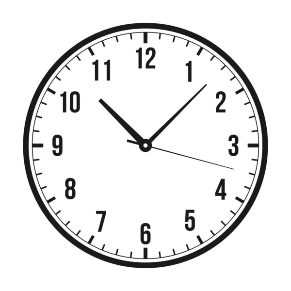 Modern Clock Arabic Numbers Isolated White Background Black Wall Clock — 图库矢量图片