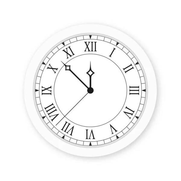 Vintage Clock Roman Numerals Isolated White Background White Antique Clock — Stok Vektör