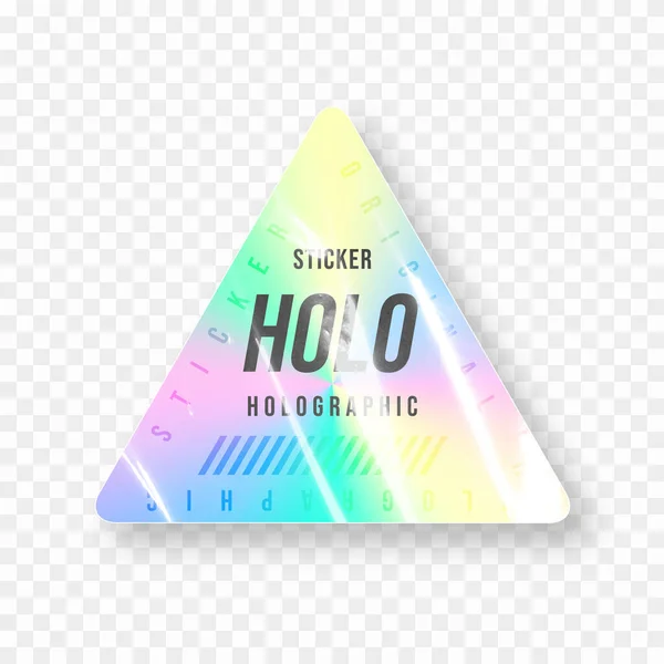 Holographic Sticker Mockup Triangle Shape Paper Holographic Sticker Label Crumpled — Stok Vektör