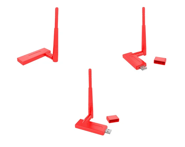 Trådlös USB-adapter (röd) — Stockfoto