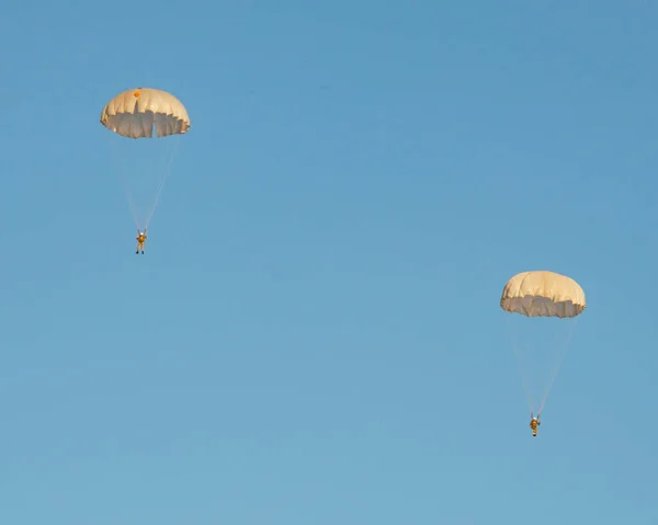 Skydiver Aktivitet Sport Hoppa Den Blå Himlen Bakgrund — Stockfoto