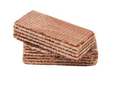 Çikolatalı waffle. Beyaz arka planda izole edilmiş tatlı.