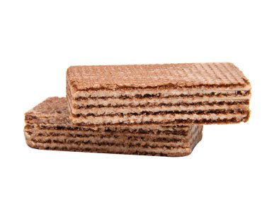 Çikolatalı waffle. Beyaz arka planda izole edilmiş tatlı.