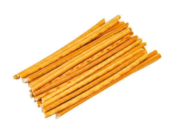 Tasty Baked Bread Sticks Isolated White Background — Stock Photo, Image