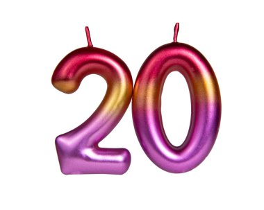 Beyaz arkaplanda izole edilmiş 20 numaralı gökkuşağı rengi