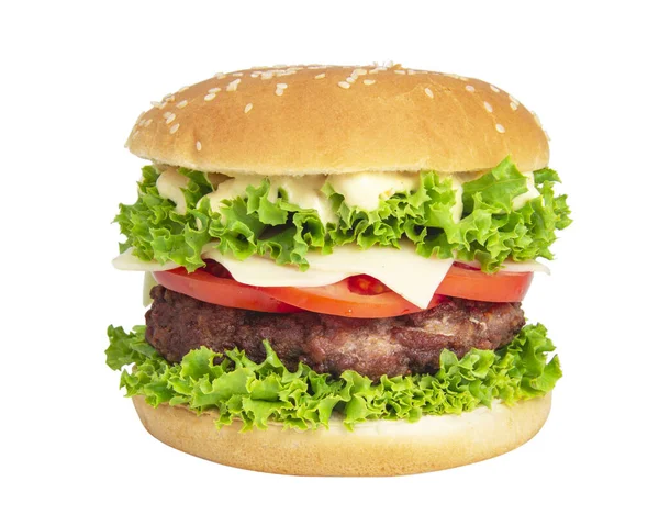 Beyaz arka planda izole edilmiş hamburgerler.