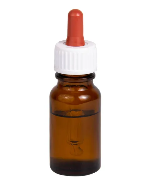皮佩特瓶模拟医疗用棕色玻璃隔离在白色的背面 — 图库照片