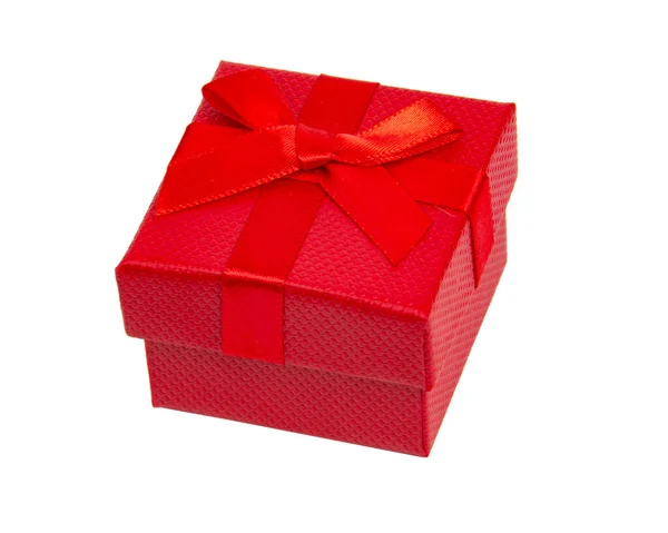 Κόκκινο Κουτί Δώρου Χριστούγεννα Απομονώνονται Στο Λευκό Φόντο — Φωτογραφία Αρχείου