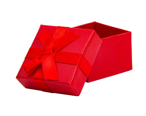 Κόκκινο Κουτί Δώρου Χριστούγεννα Άνοιξε Απομονώνονται Στο Λευκό Φόντο — Φωτογραφία Αρχείου