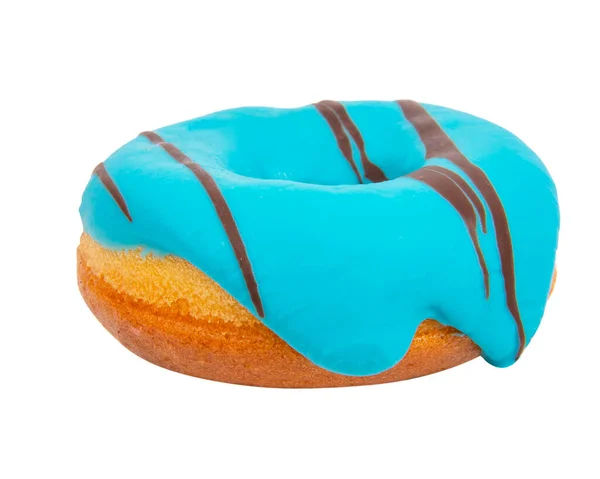Leckere Glasierte Blaue Donut Isoliert Auf Dem Weißen Hintergrund — Stockfoto