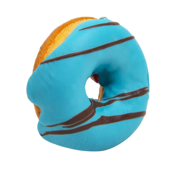 Leckere Glasierte Blaue Donut Isoliert Auf Dem Weißen Hintergrund — Stockfoto