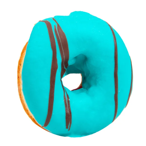 Leckere Glasierte Blaue Donut Isoliert Auf Dem Weißen Hintergrund — Stockfoto